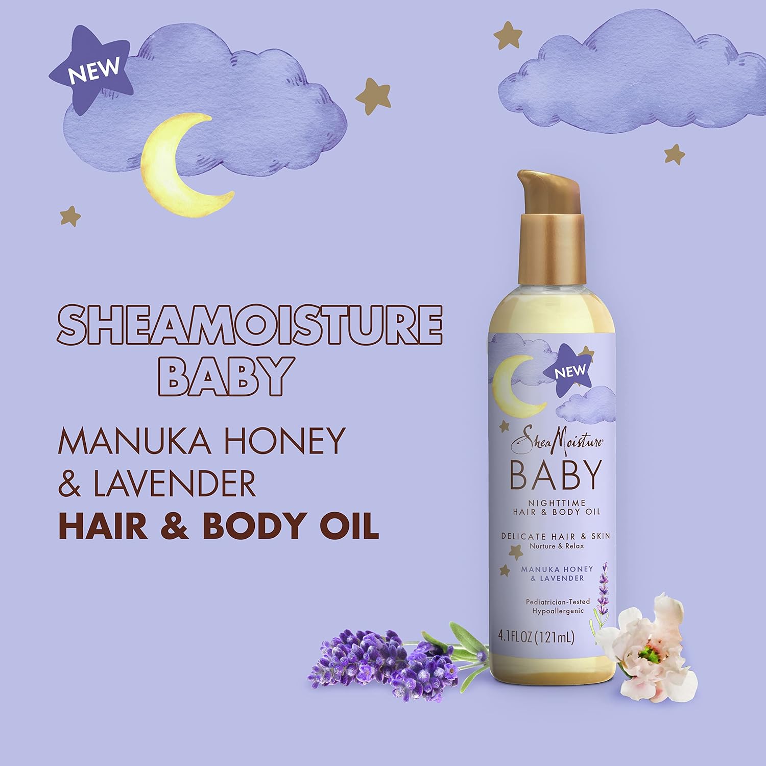 SheaMoisture Baby Hair and Body Oil for Delicate Hair and Skin Manuka Honey and Lavender Nighttime Hair and Skin Care Regimen 4.1 oz - Image 3